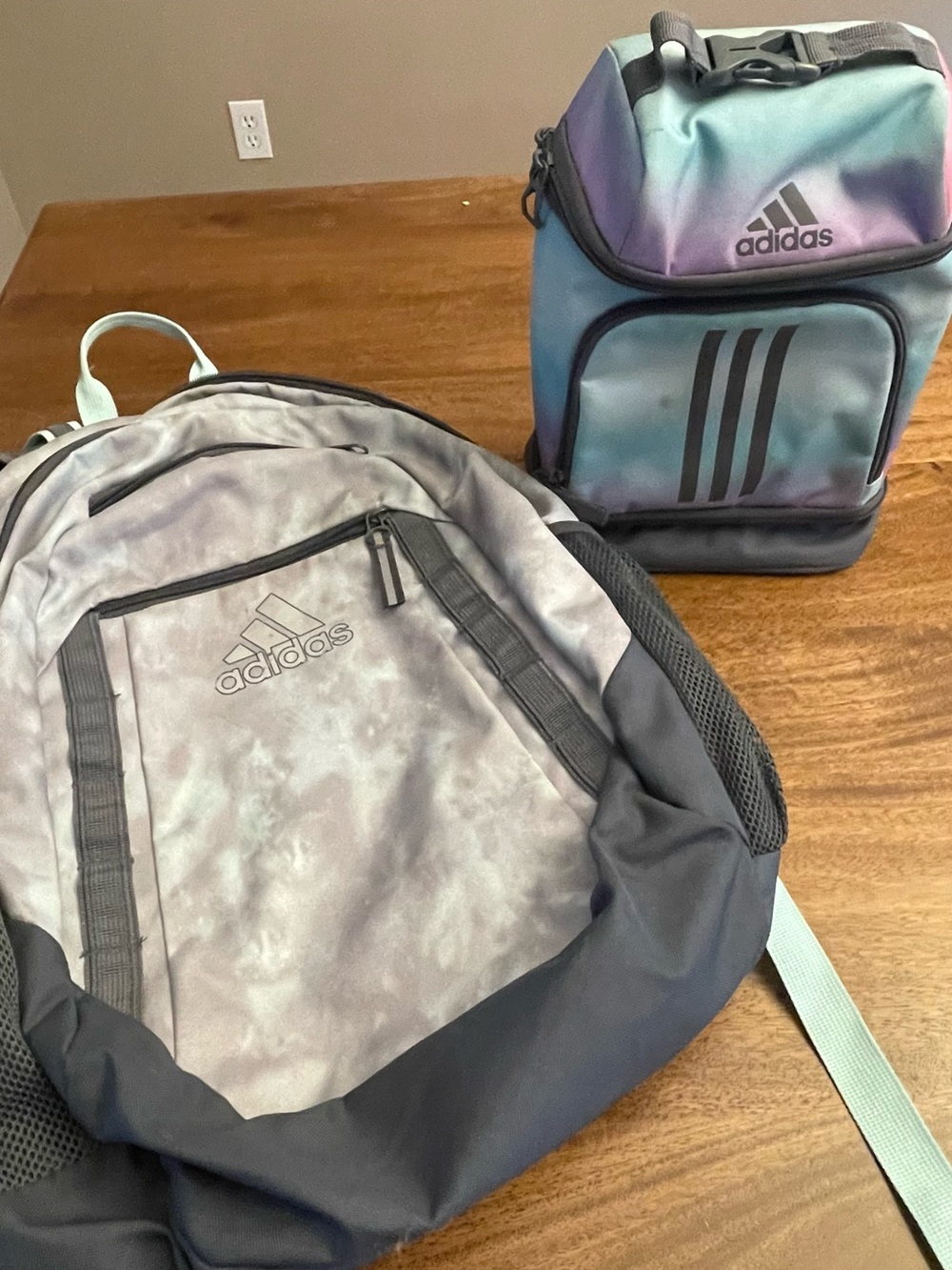 adidas Gray & Teal Ombre Backpack with Matching Lunch Bag